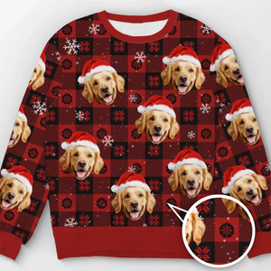 Sweat-shirt personnalisé avec photo « Paw La-La-La-La ! » pour chien et chat – Pull unisexe en laine – Cadeau de Noël pour propriétaires et amoureux des animaux