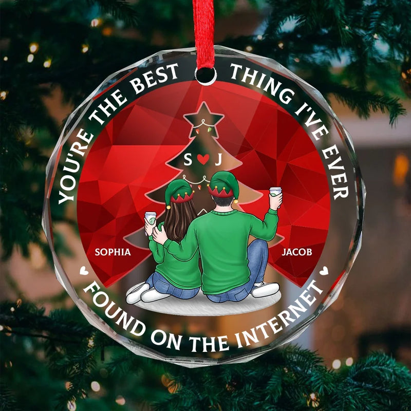 Christmas Cookie Crew - Couple Personalized Custom Circle Glass Ornament - Christmas Gift For Husband Wife, Anniversary