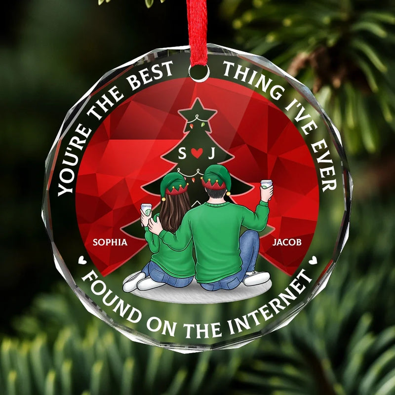 Christmas Cookie Crew - Couple Personalized Custom Circle Glass Ornament - Christmas Gift For Husband Wife, Anniversary