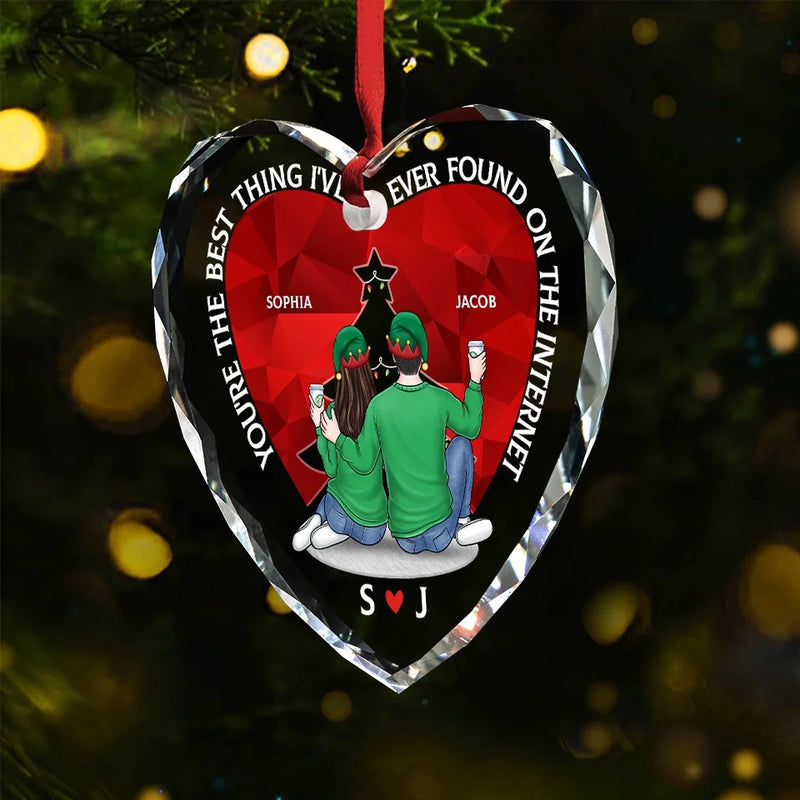 I Only Have Ice For You - Couple Personalized Custom Heart Glass Ornament - Christmas Gift For Husband Wife, Anniversary