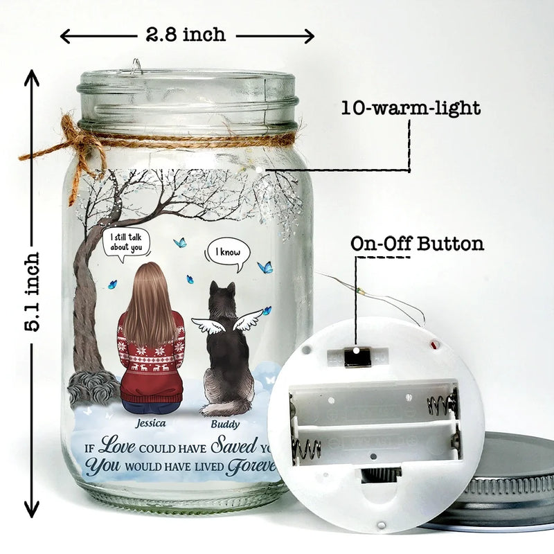 Memories With You Last A Lifetime - Memorial Personalized Custom Mason Jar Light - Sympathy Gift For Family Members, Pet Owners, Pet Lovers