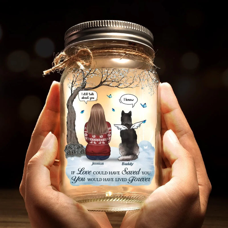 Memories With You Last A Lifetime - Memorial Personalized Custom Mason Jar Light - Sympathy Gift For Family Members, Pet Owners, Pet Lovers