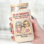 As Mothers And Daughters, We Are Connected With One Another - Family Personalized Custom Glass Cup, Iced Coffee Cup - Gift For Mom, Daughter