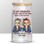 As Mothers And Daughters, We Are Connected With One Another - Family Personalized Custom Glass Cup, Iced Coffee Cup - Gift For Mom, Daughter