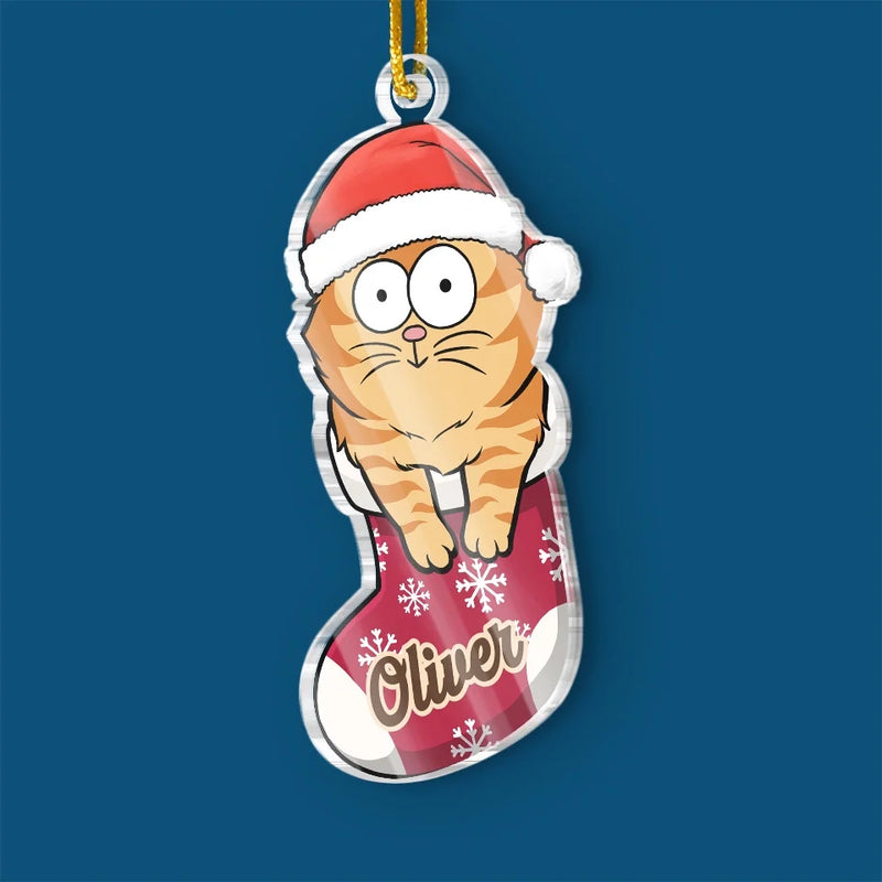 Santa Paws Is Coming To Town! - Cat Personalized Custom Ornament - Acrylic Custom Shaped - Christmas Gift For Pet Owners, Pet Lovers