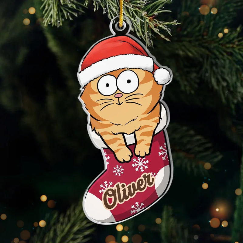 Santa Paws Is Coming To Town! - Cat Personalized Custom Ornament - Acrylic Custom Shaped - Christmas Gift For Pet Owners, Pet Lovers