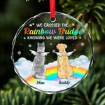 Custom Pet Name Rainbow Bridge Memorial Gifts - Personalized Glass Ornament