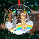 Custom Pet Name Rainbow Bridge Memorial Gifts - Personalized Glass Ornament