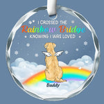 Custom Pet Name Rainbow Bridge Memorial Gifts - Personalized Glass Ornament