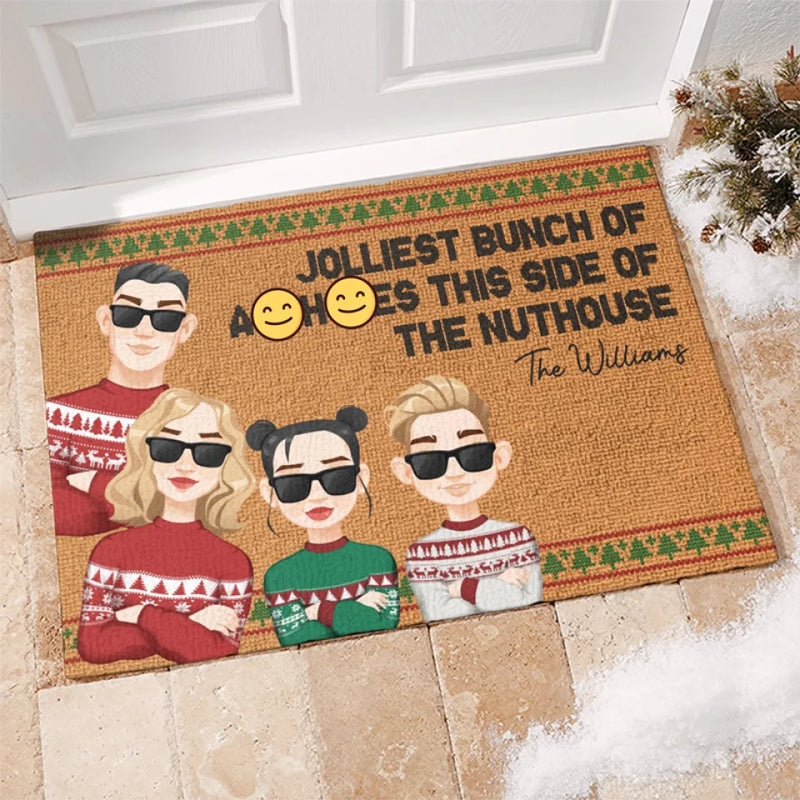 Merry Christmas Ya Filthy Animal - Family Personalized Custom Home Decor Decorative Mat - Gift For Family Members