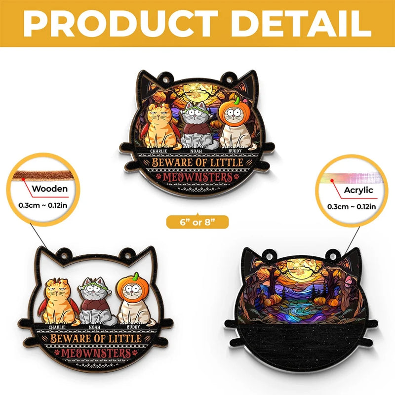 Happy Halloween To All - Cat Personalized Window Hanging Suncatcher - Halloween Gift For Pet Owners, Pet Lovers