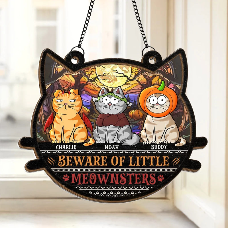 Happy Halloween To All - Cat Personalized Window Hanging Suncatcher - Halloween Gift For Pet Owners, Pet Lovers
