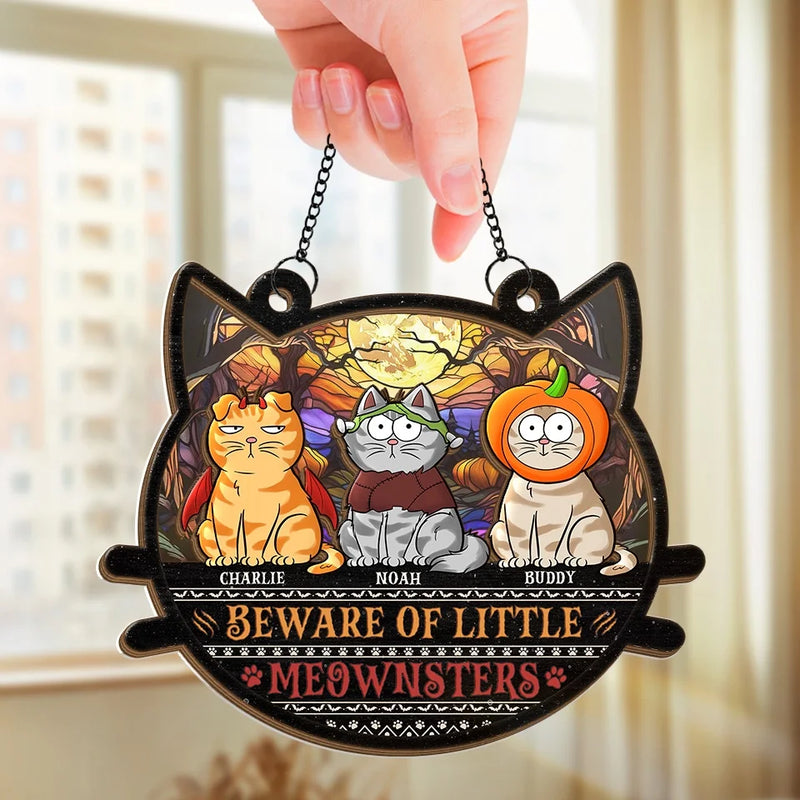 Happy Halloween To All - Cat Personalized Window Hanging Suncatcher - Halloween Gift For Pet Owners, Pet Lovers