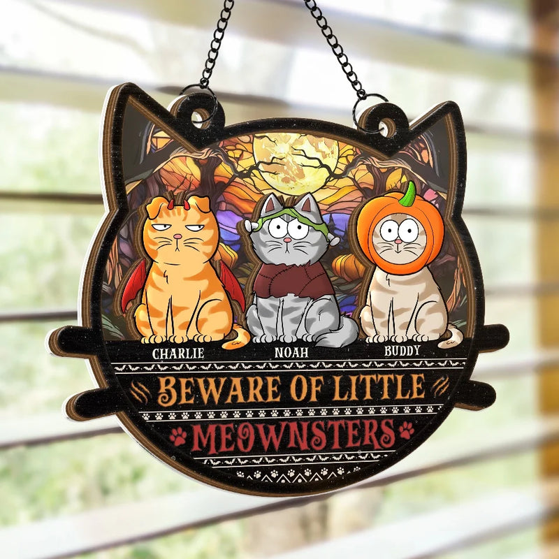 Happy Halloween To All - Cat Personalized Window Hanging Suncatcher - Halloween Gift For Pet Owners, Pet Lovers