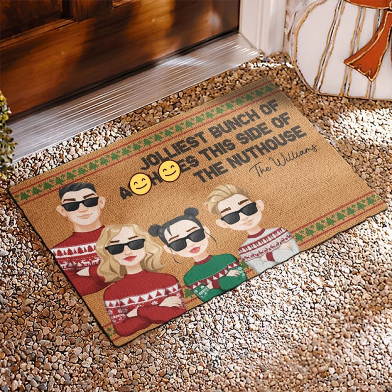 Merry Christmas Ya Filthy Animal - Family Personalized Custom Home Decor Decorative Mat - Gift For Family Members