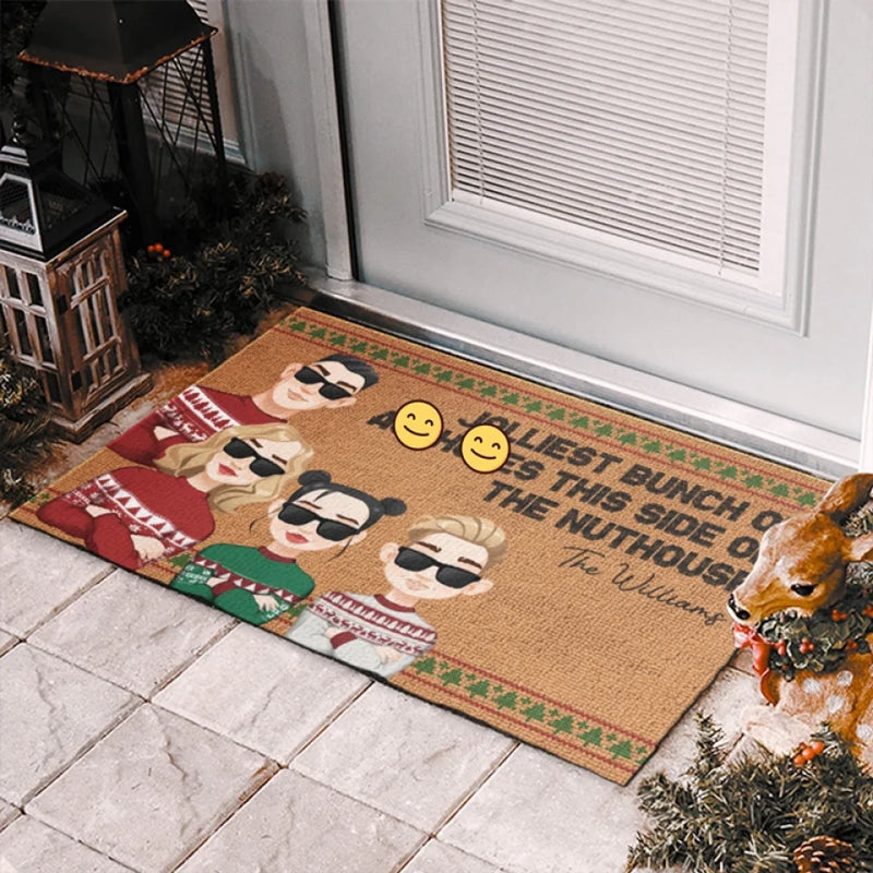 Merry Christmas Ya Filthy Animal - Family Personalized Custom Home Decor Decorative Mat - Gift For Family Members