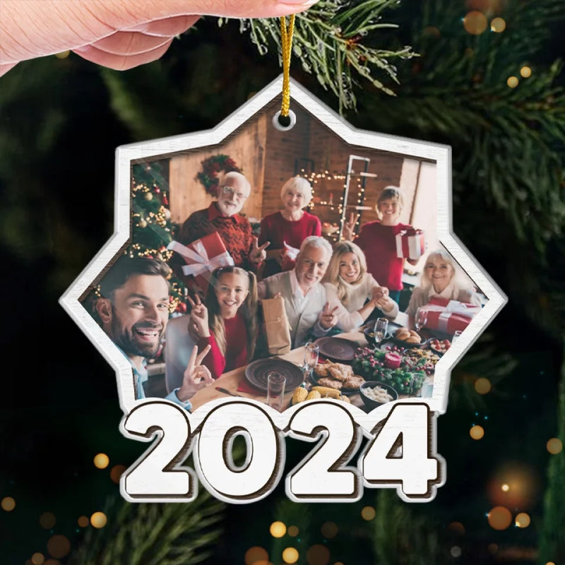 Custom Photo Family Is The Heart Of Christmas - Family Personalized Custom Ornament - Acrylic Custom Shaped - Christmas Gift For Family Members
