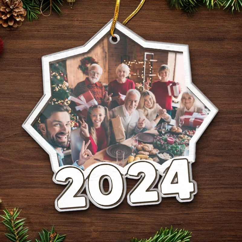 Custom Photo Family Is The Heart Of Christmas - Family Personalized Custom Ornament - Acrylic Custom Shaped - Christmas Gift For Family Members