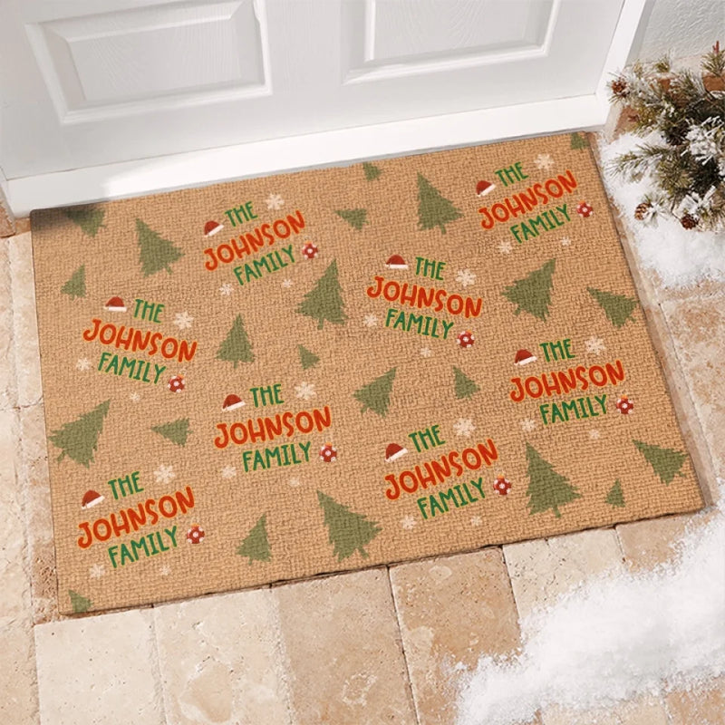 Family Makes The Season Bright - Family Personalized Custom Home Decor Decorative Mat - Christmas Gift For Family Members