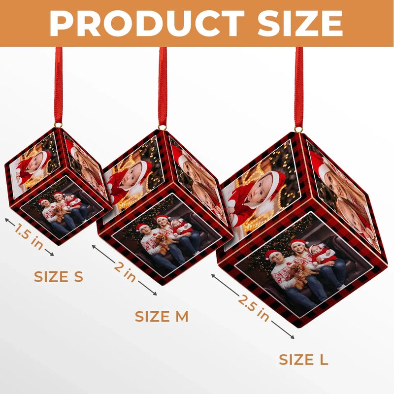 Custom Photo Here Comes The Sunshine Of Our Family - Family Personalized Custom Wooden Cube Ornament - Christmas Gift For Baby Kids, Newborn Baby