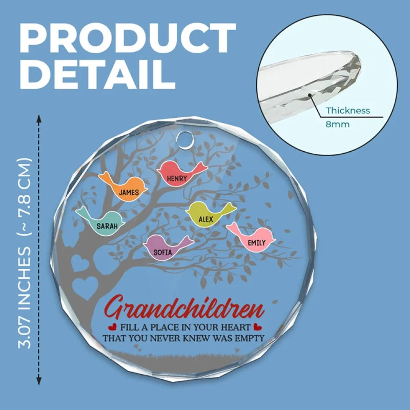 Grandkids Makes Life More Grand - Family Personalized Custom Circle Glass Ornament - Christmas Gift For Grandma
