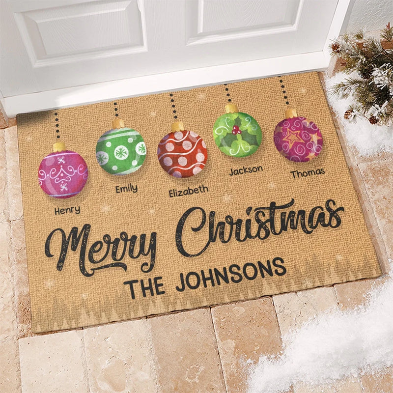 Have A Holly, Jolly Christmas - Family Personalized Custom Home Decor Decorative Mat - Christmas Gift For Family Members
