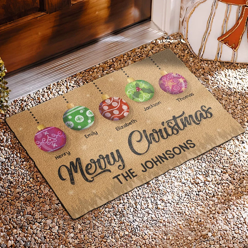 Have A Holly, Jolly Christmas - Family Personalized Custom Home Decor Decorative Mat - Christmas Gift For Family Members