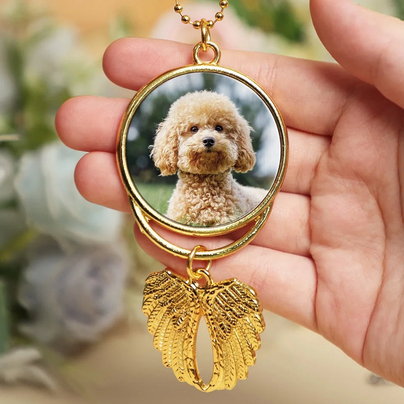 Custom Photo Not A Day Goes By That You're Not Missed - Personalized Custom Memorial Charm Angel Wings - Sympathy Gift For Pet Owners, Pet Lovers