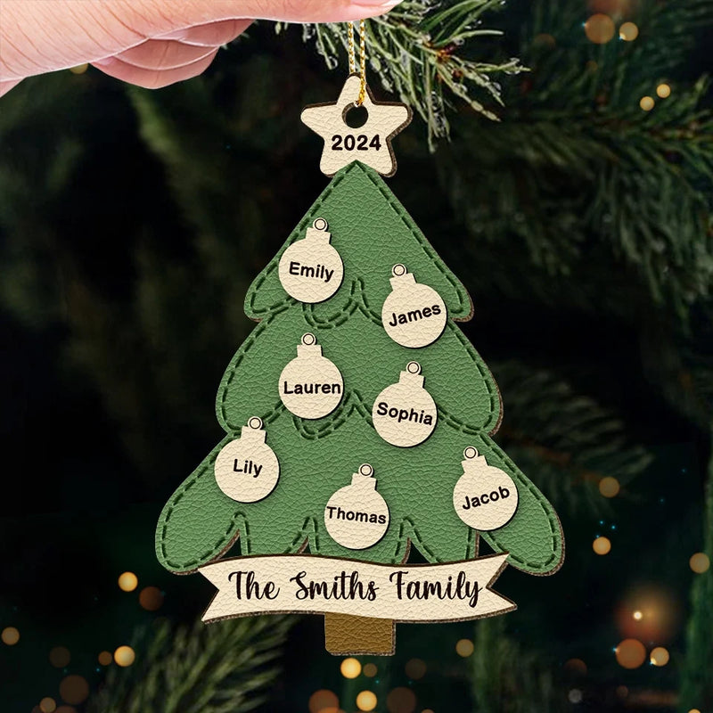 Family Is The Heart Of Christmas - Family Personalized Custom Leather Ornament - Christmas Gift For Family Members
