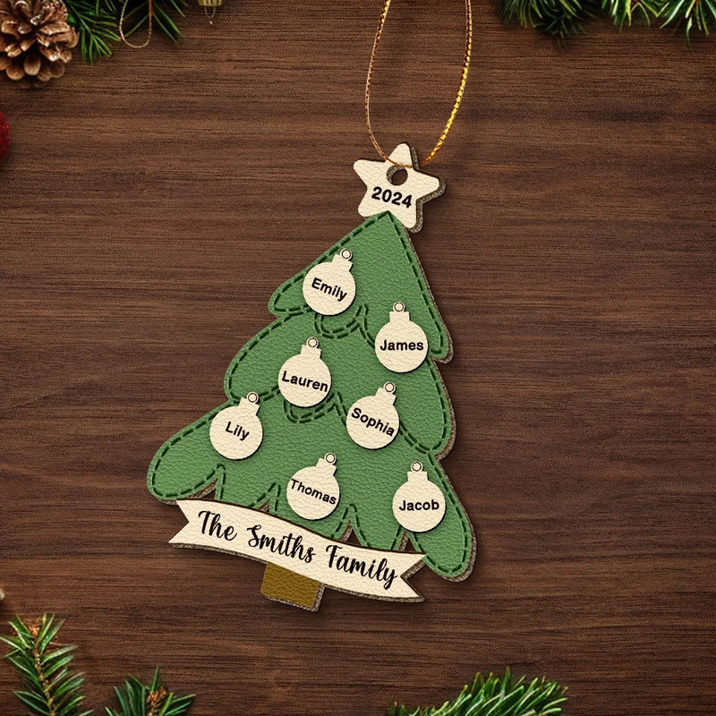 Family Is The Heart Of Christmas - Family Personalized Custom Leather Ornament - Christmas Gift For Family Members