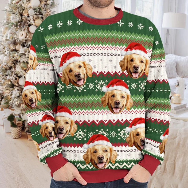 Custom Photo We Whisker You A Merry Christmas! - Dog & Cat Personalized Custom Ugly Sweatshirt - Unisex Wool Jumper - Christmas Gift For Pet Owners, Pet Lovers
