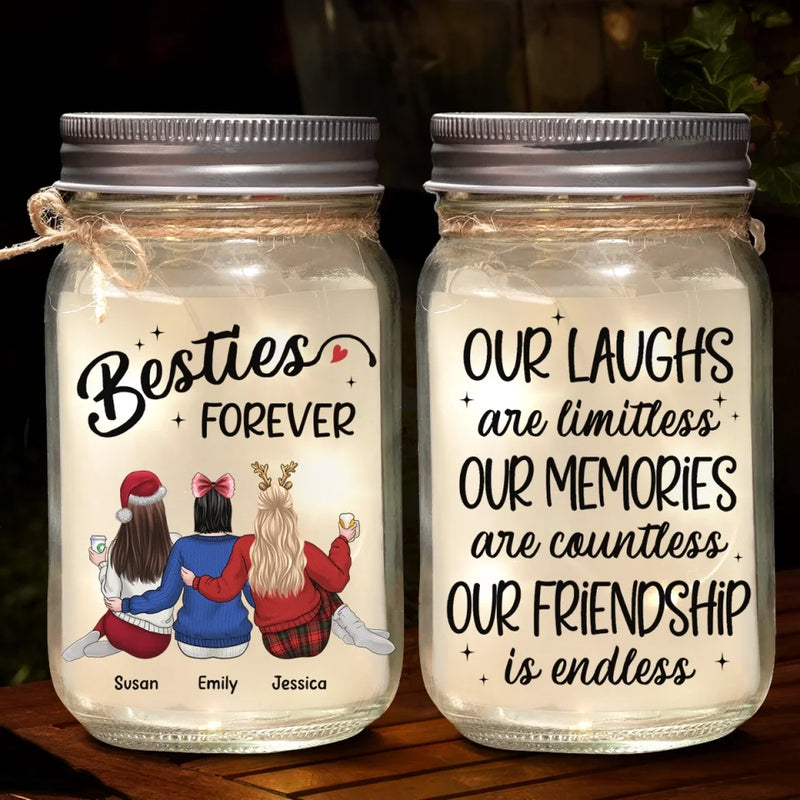 We Will Be Friends Until We're Old And Senile
 - Bestie Personalized Custom Mason Jar Light - Christmas Gift For Best Friends, BFF, Sisters