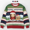Le Woof de l'amour de Noël - Sweat-shirt moche personnalisé pour chien et chat - Pull en laine unisexe - Cadeau de Noël pour propriétaires et amoureux des animaux