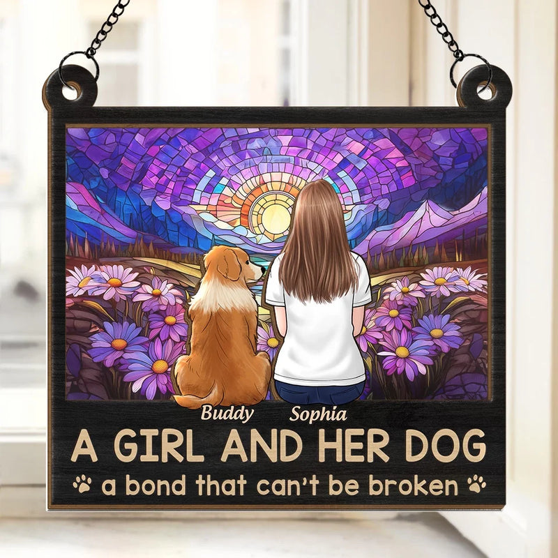 A Bond That Time Can’t Erase - Memorial Personalized Window Hanging Suncatcher - Sympathy Gift For Pet Owners, Pet Lovers
