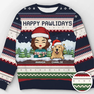 Le Woof de l'amour de Noël - Sweat-shirt moche personnalisé pour chien et chat - Pull en laine unisexe - Cadeau de Noël pour propriétaires et amoureux des animaux