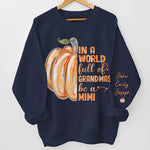 Just Like Pumpkins, Grandmas Light Up Our Lives - Family Personalized Custom Unisex Sweatshirt With Design On Sleeve - Gift For Grandma