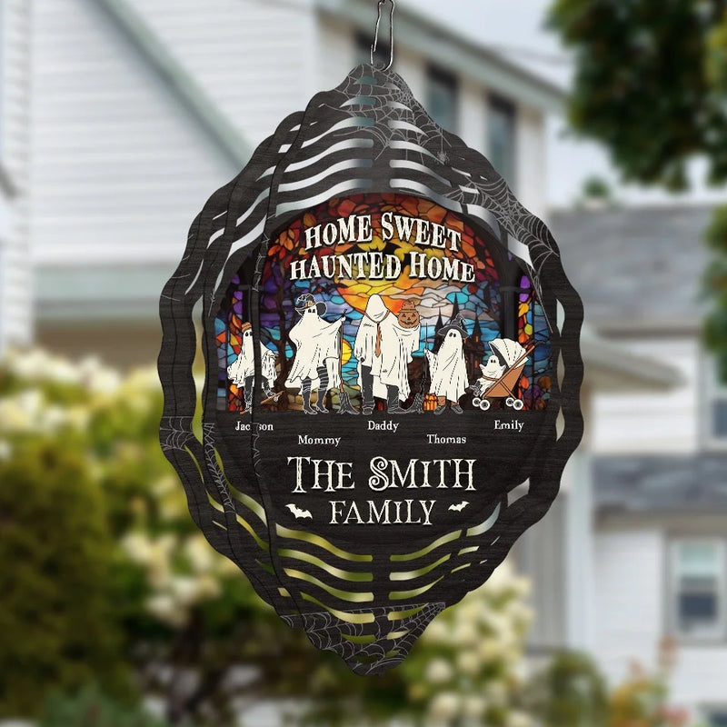 Home Sweet Haunted Home - Family Personalized Custom Wind Spinner - Halloween Gift For Family Members