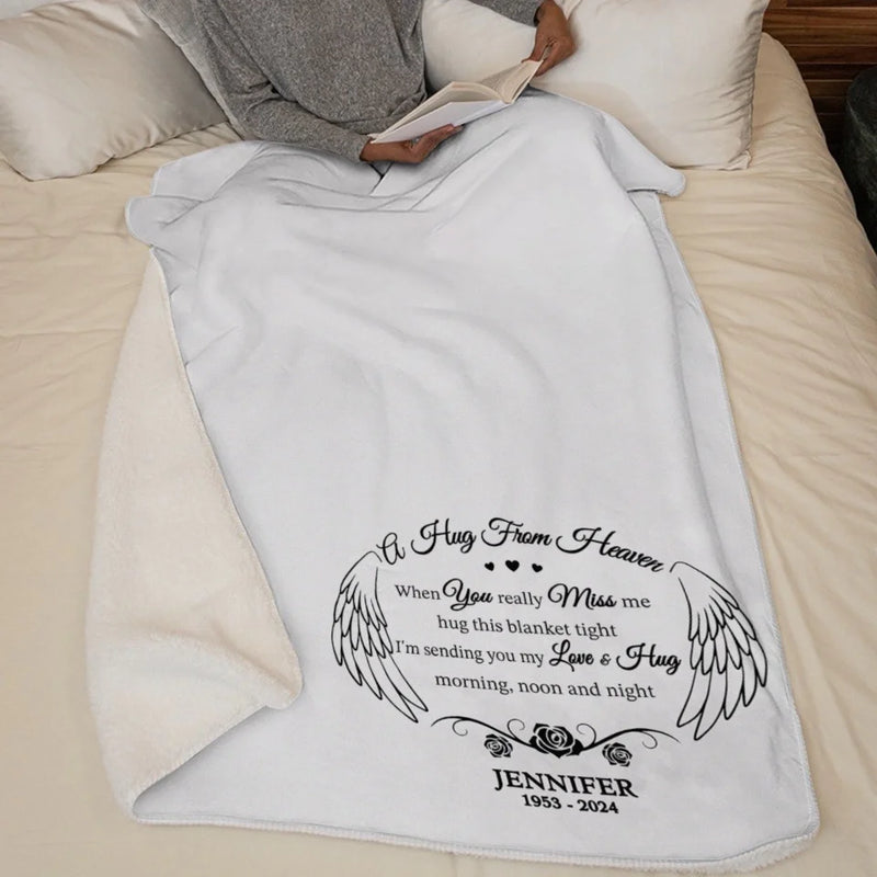 Love From Heaven - Memorial Personalized Custom Blanket - Sympathy Gift For Family Members