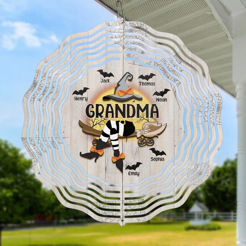 A Candy A Day Keeps The Monsters Away - Family Personalized Custom Wind Spinner - Halloween Gift For Mom, Grandma