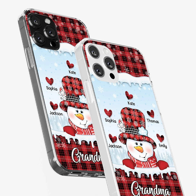 Grandmas Are Snowmen With Hearts That Never Melt - Family Personalized Custom Clear Phone Case - Christmas Gift For Grandma