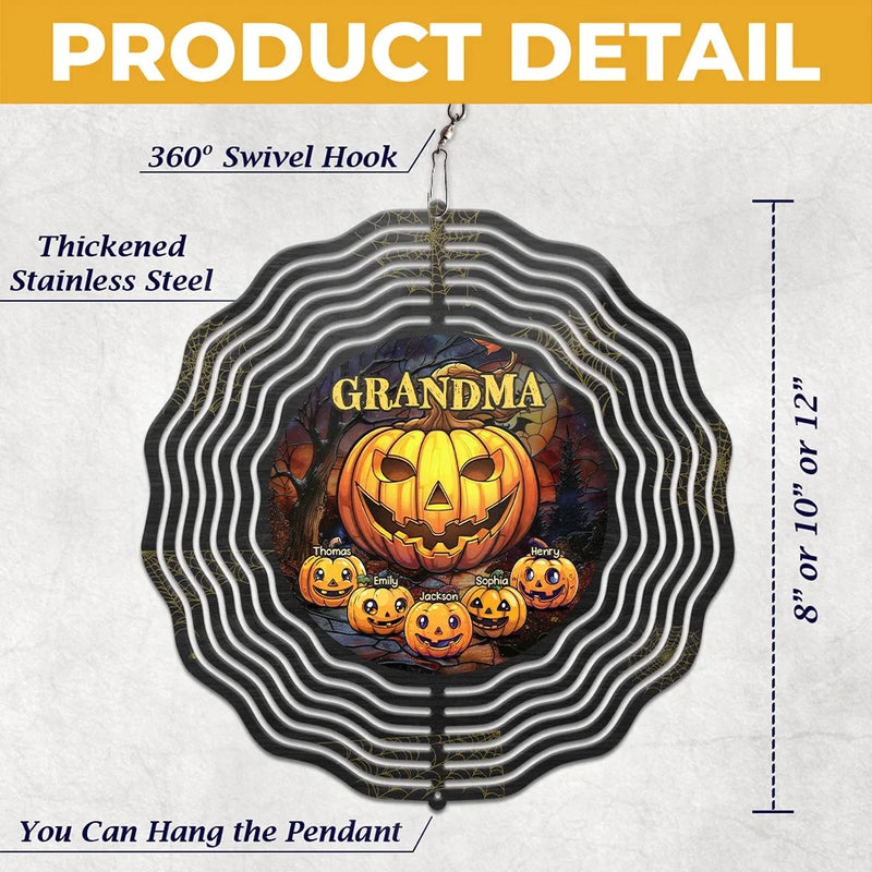 Grandma Of Little Pumpkin - Family Personalized Custom Wind Spinner - Halloween Gift For Mom, Grandma