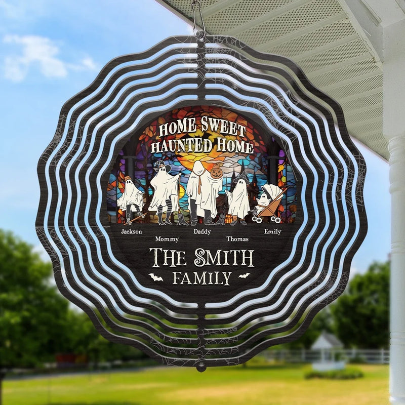 Home Sweet Haunted Home - Family Personalized Custom Wind Spinner - Halloween Gift For Family Members