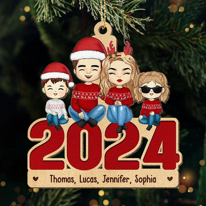 Laughter And Love Fill Our Home This Christmas - Family Personalized Custom Leather Ornament - Christmas Gift For Family Members