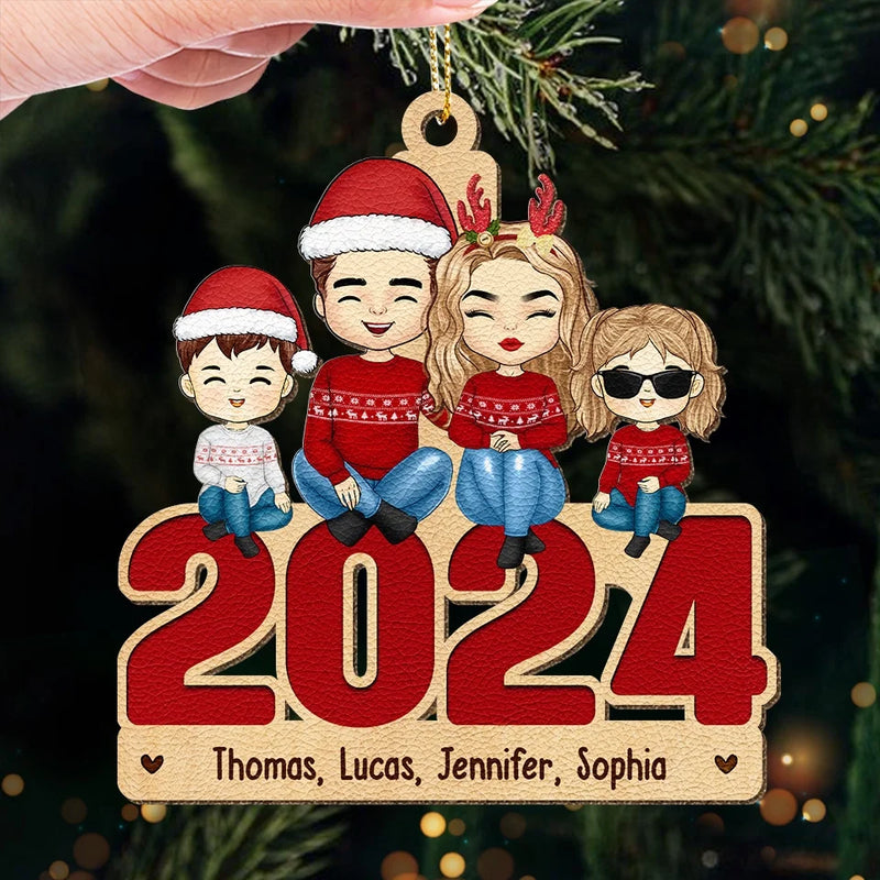 Laughter And Love Fill Our Home This Christmas - Family Personalized Custom Leather Ornament - Christmas Gift For Family Members