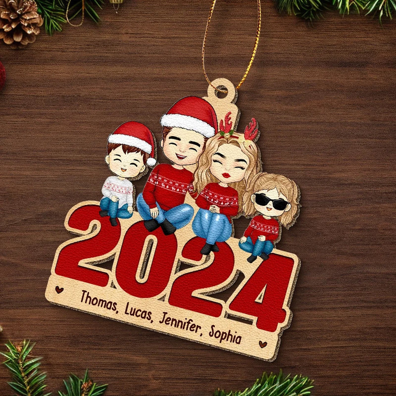 Laughter And Love Fill Our Home This Christmas - Family Personalized Custom Leather Ornament - Christmas Gift For Family Members