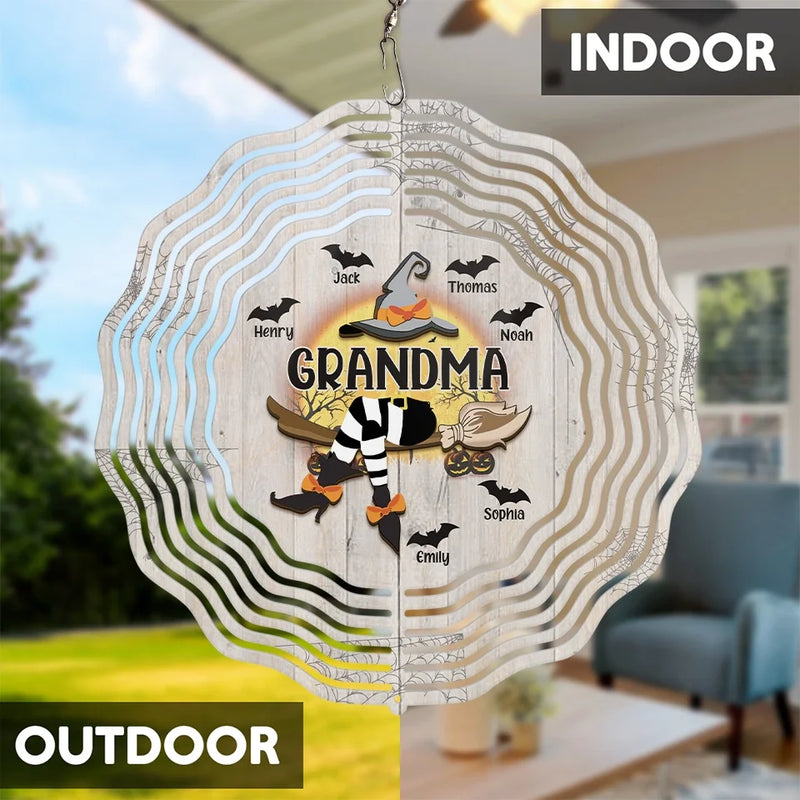 A Candy A Day Keeps The Monsters Away - Family Personalized Custom Wind Spinner - Halloween Gift For Mom, Grandma