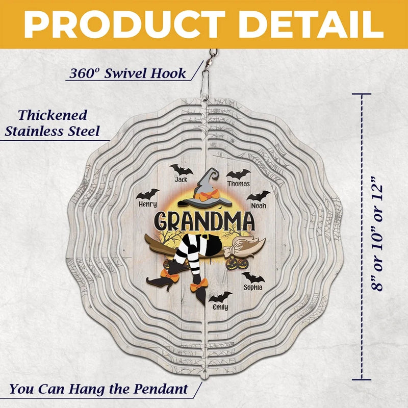 A Candy A Day Keeps The Monsters Away - Family Personalized Custom Wind Spinner - Halloween Gift For Mom, Grandma