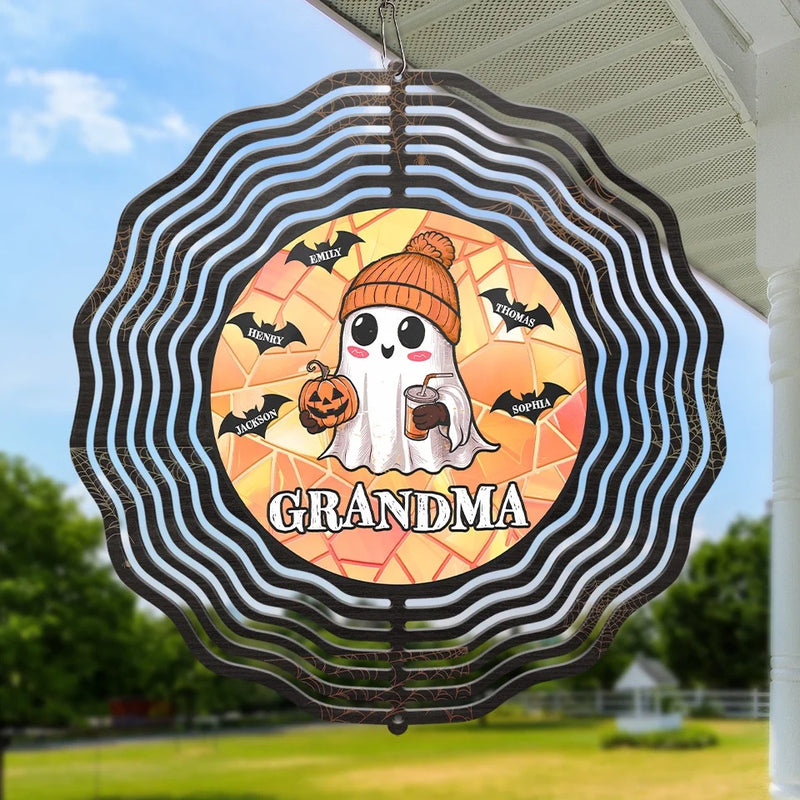 Too Much Of A Cutie To Be Spooky - Family Personalized Custom Wind Spinner - Halloween Gift For Mom, Grandma
