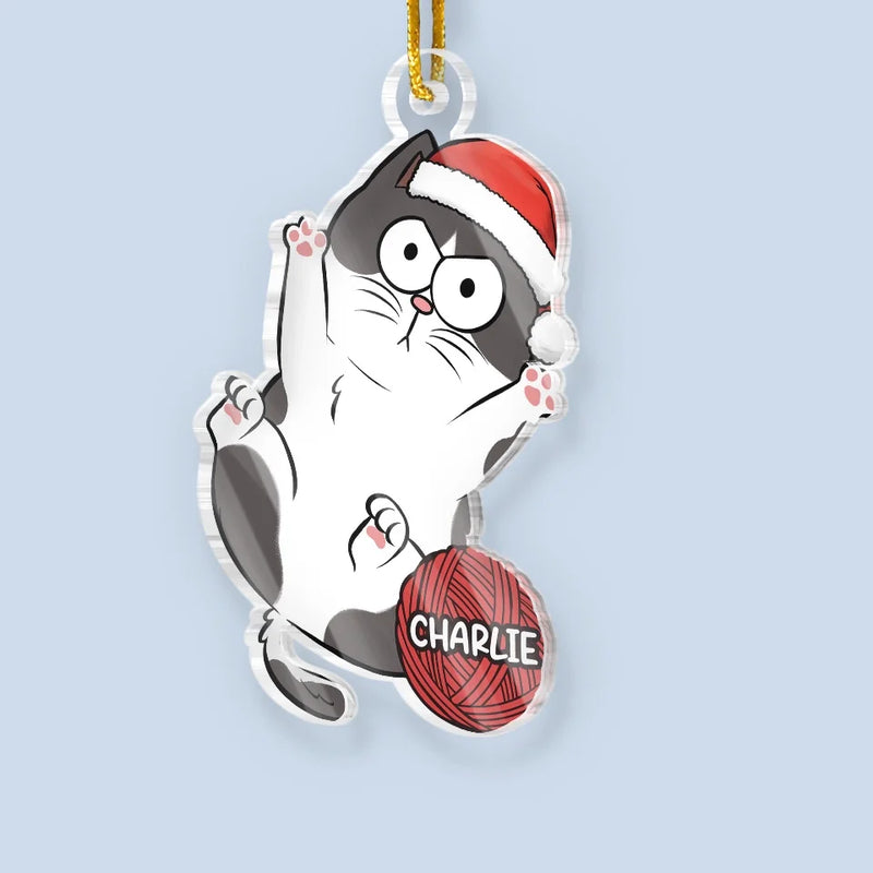 Deck The Halls With Paws And Whiskers - Cat Personalized Custom Ornament - Acrylic Custom Shaped - Christmas Gift For Pet Owners, Pet Lovers