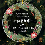 Our First Christmas Married - Couple Personalized Custom Ornament - Acrylic Custom Shaped - Christmas Gift For Husband Wife, Anniversary, First Christmas
